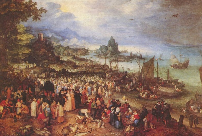 Sea port with the lecture of Christ